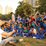 Shaun Tait with KOOH Sports Cricket Development Centre kids in HFS, Powai 