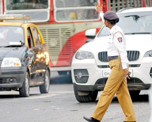 Women traffic personnel taking self-defence classes