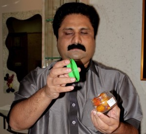 Dr Samir Mansuri holds up one of the products tested
