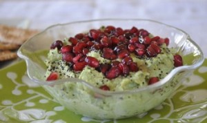 hummus with pomegranate seeds
