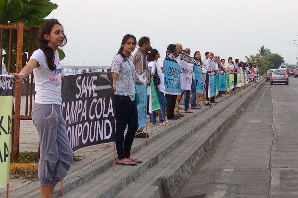 Campa Cola residents form human chain to protest