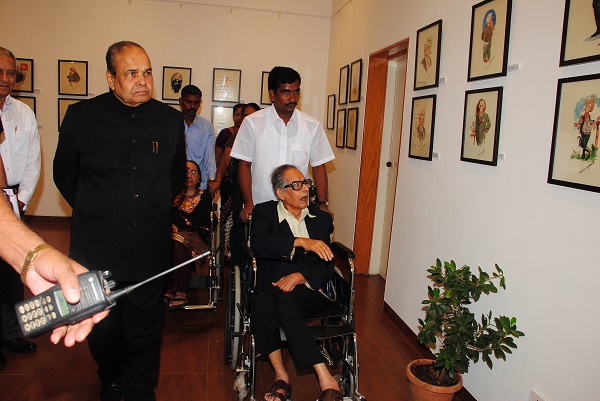RK Laxman, in an exhibition